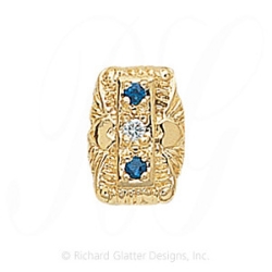 GS091 D/S - 14 Karat Gold Slide with Diamond center and Sapphire accents 